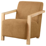 Diego Honey Upholstered Accent Arm Chair with Wood Arms