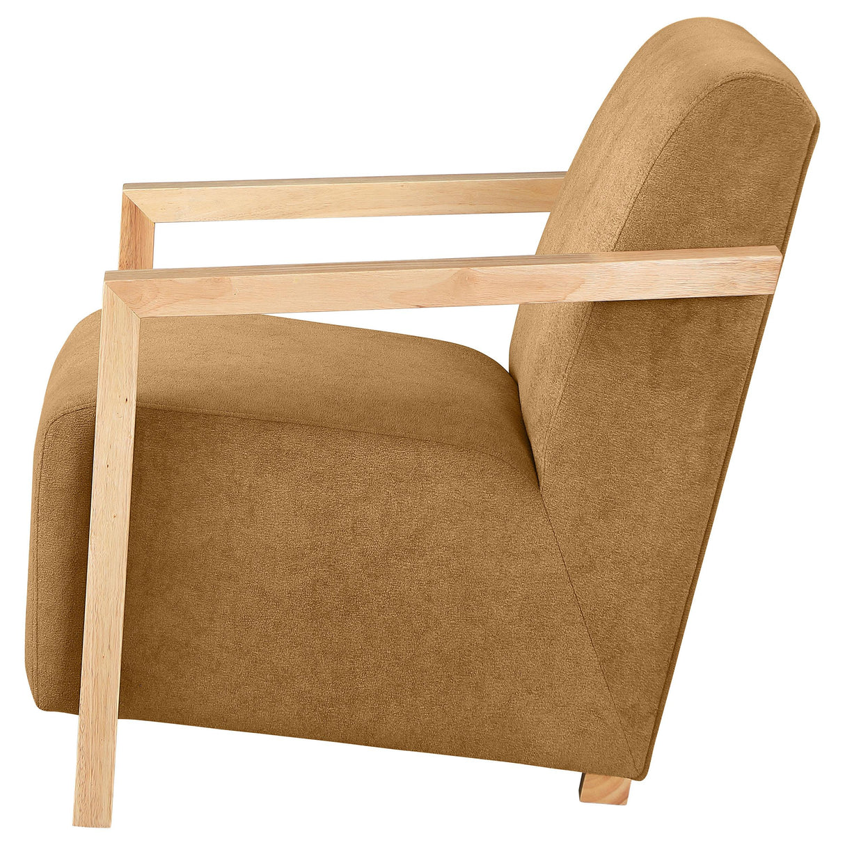 Diego Honey Upholstered Accent Arm Chair with Wood Arms