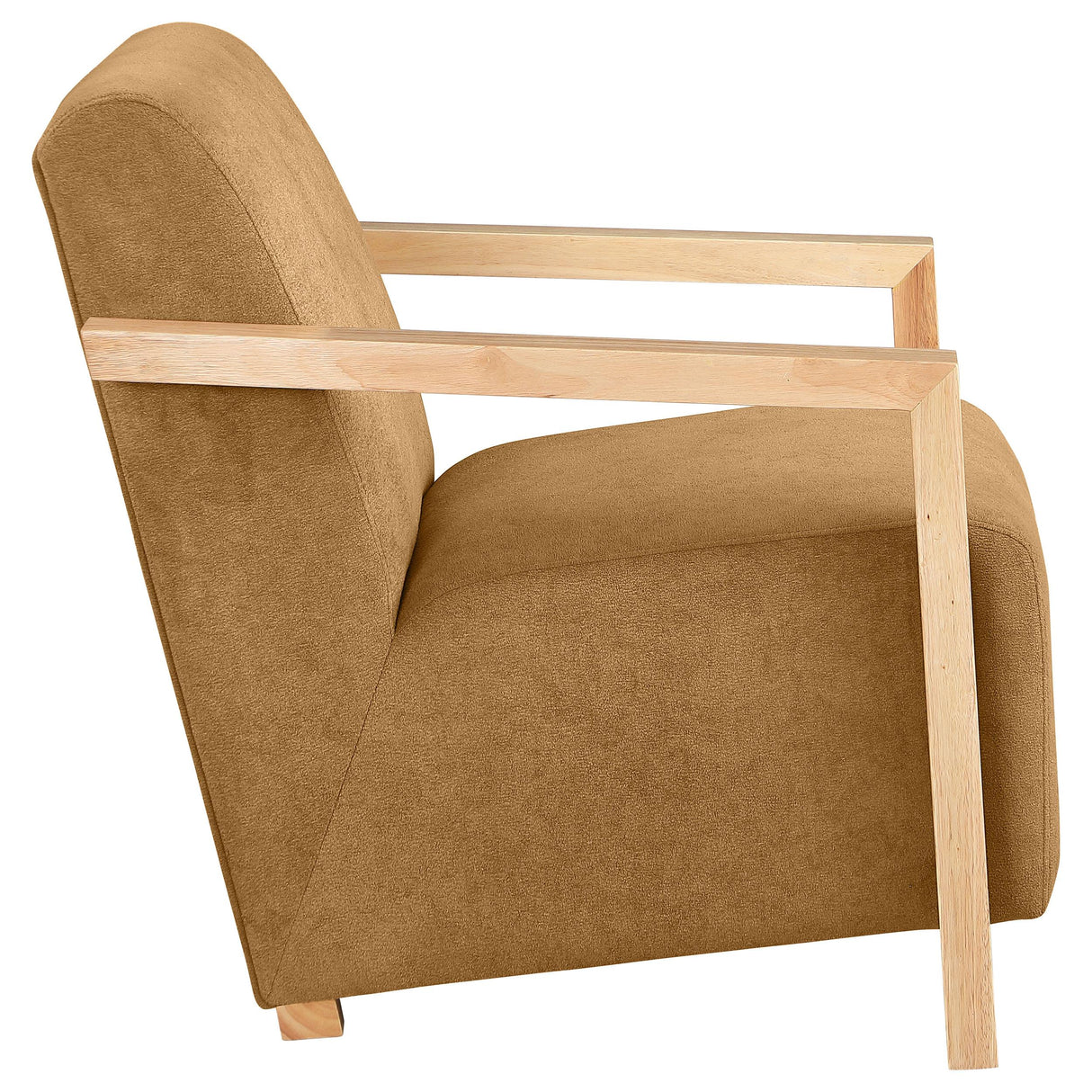 Diego Honey Upholstered Accent Arm Chair with Wood Arms