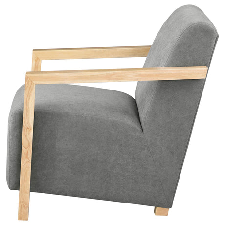 Diego Grey Upholstered Accent Arm Chair with Wood Arms by Coaster at Eve Furniture