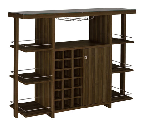 Diggs Walnut Bar Unit with Wine Bottle Storage