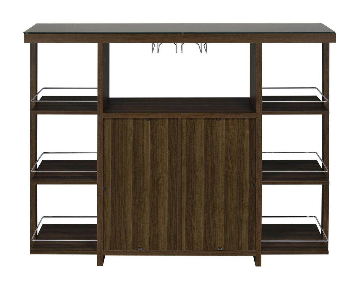 Diggs Walnut Bar Unit with Wine Bottle Storage