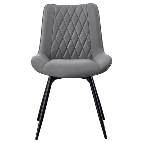 Diggs Gray and Gunmetal Upholstered Tufted Swivel Dining Chairs, Set of 2 by Coaster at Eve Furniture