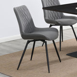 Diggs Gray and Gunmetal Upholstered Tufted Swivel Dining Chairs, Set of 2 by Coaster at Eve Furniture
