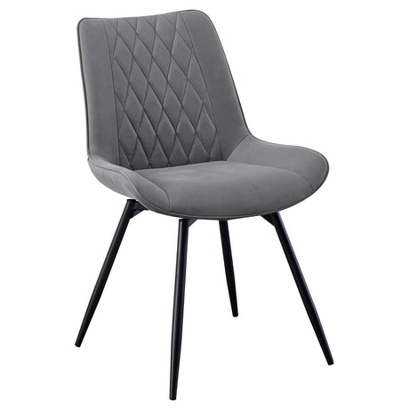 Diggs Gray and Gunmetal Upholstered Tufted Swivel Dining Chairs, Set of 2 by Coaster at Eve Furniture
