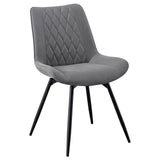 Diggs Gray/Gunmetal Upholstered Tufted Swivel Dining Chairs, Set of 2