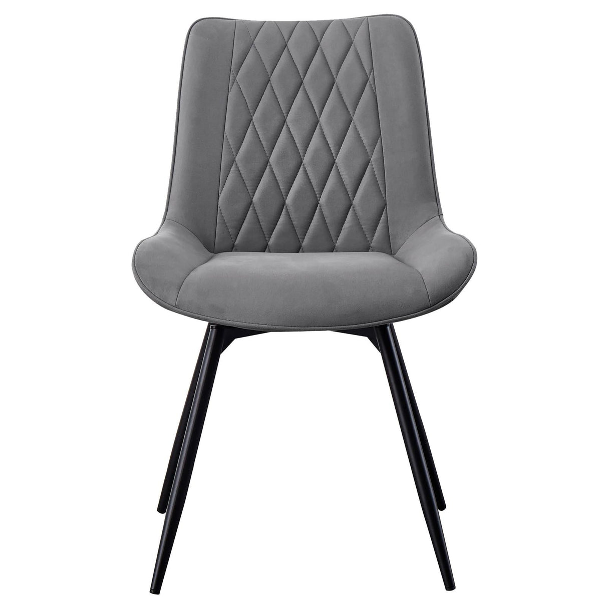 Diggs Gray/Gunmetal Upholstered Tufted Swivel Dining Chairs, Set of 2