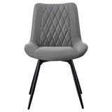 Diggs Gray/Gunmetal Upholstered Tufted Swivel Dining Chairs, Set of 2