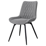 Diggs Gray/Gunmetal Upholstered Tufted Swivel Dining Chairs, Set of 2