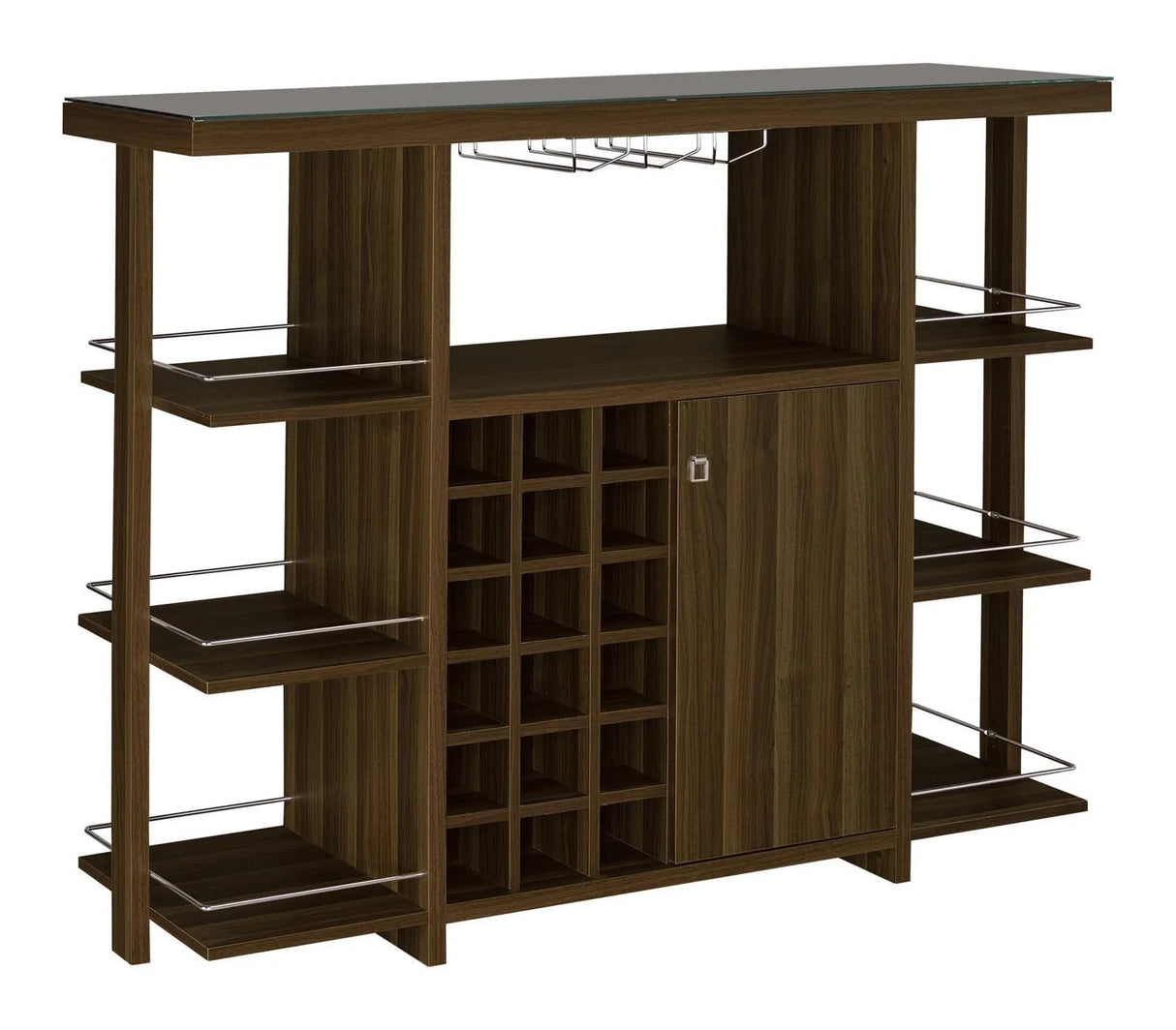 Diggs Walnut Bar Unit with Wine Bottle Storage by Coaster at Eve Furniture