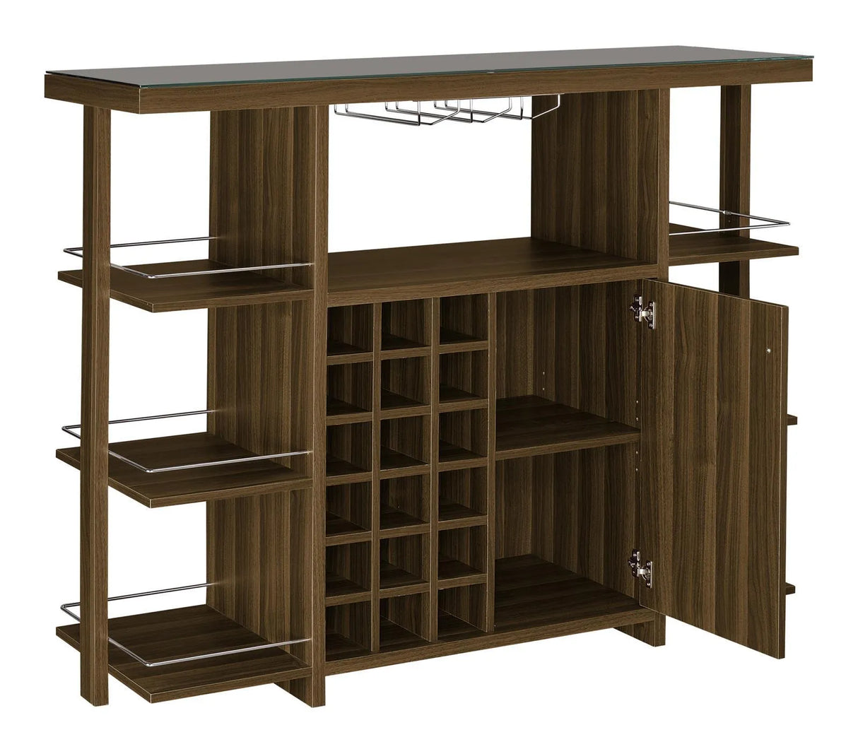 Diggs Walnut Bar Unit with Wine Bottle Storage by Coaster at Eve Furniture