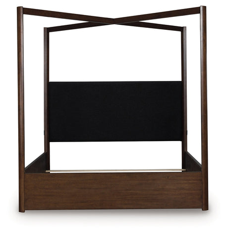 Dilenno Dark Brown California King Canopy Bed by Ashley at Eve Furniture