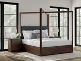 Dilenno Dark Brown California King Canopy Bed by Ashley at Eve Furniture