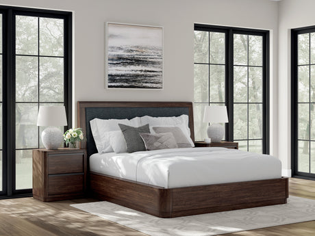 Dilenno Dark Brown California King Panel Bed with USB Ports by Ashley at Eve Furniture