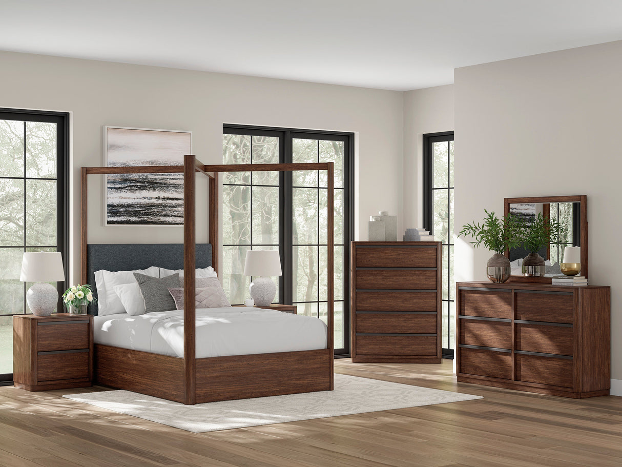 Dilenno Dark Brown Canopy Bedroom Set by Ashley at Eve Furniture