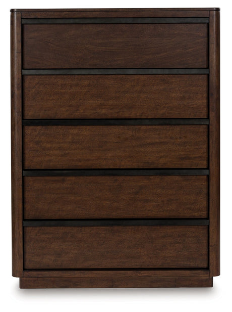 Dilenno Dark Brown 5 Drawer Chest of Drawers by Ashley at Eve Furniture