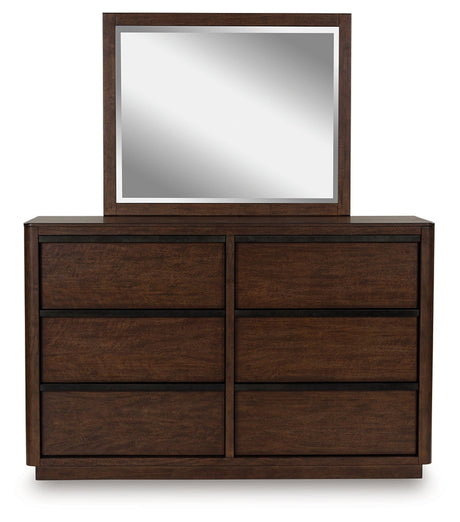 Dilenno Dark Brown Dresser and Mirror by Ashley at Eve Furniture
