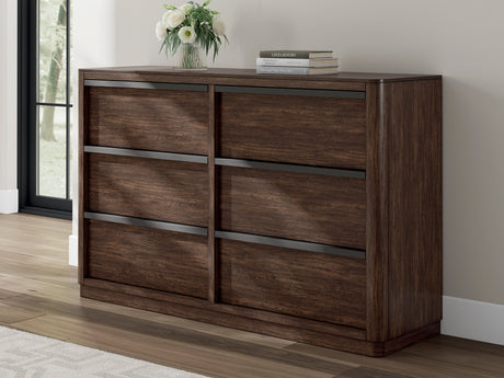 Dilenno Dark Brown 6 Drawer Dresser by Ashley at Eve Furniture