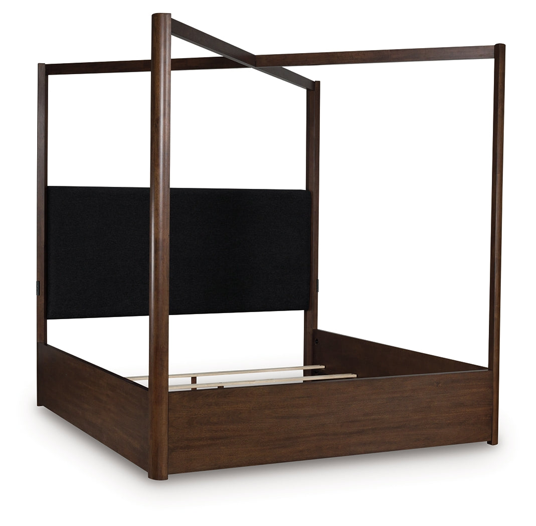 Dilenno Dark Brown King Canopy Bed by Ashley at Eve Furniture
