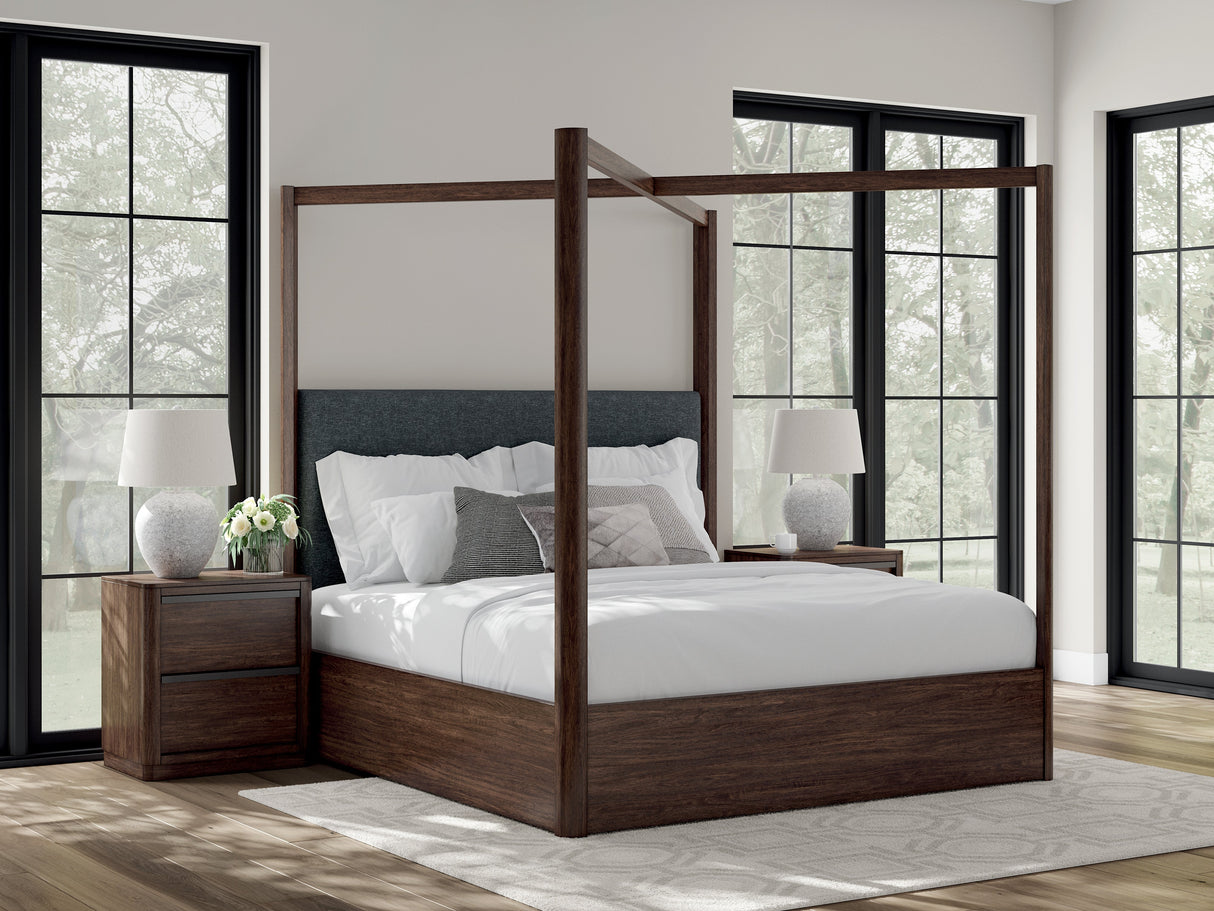 Dilenno Dark Brown King Canopy Bed by Ashley at Eve Furniture