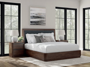 Dilenno Dark Brown King Panel Bed with USB Ports by Ashley at Eve Furniture