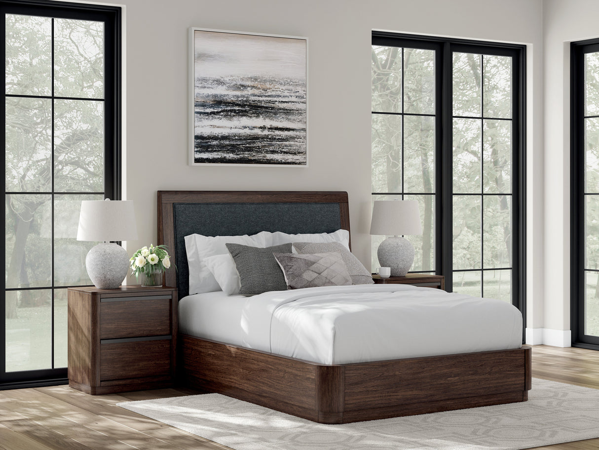 Dilenno Dark Brown Queen Panel Bed with USB Ports by Ashley at Eve Furniture