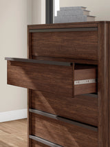 Dilenno Dark Brown Upholstered Panel Bedroom Set by Ashley at Eve Furniture