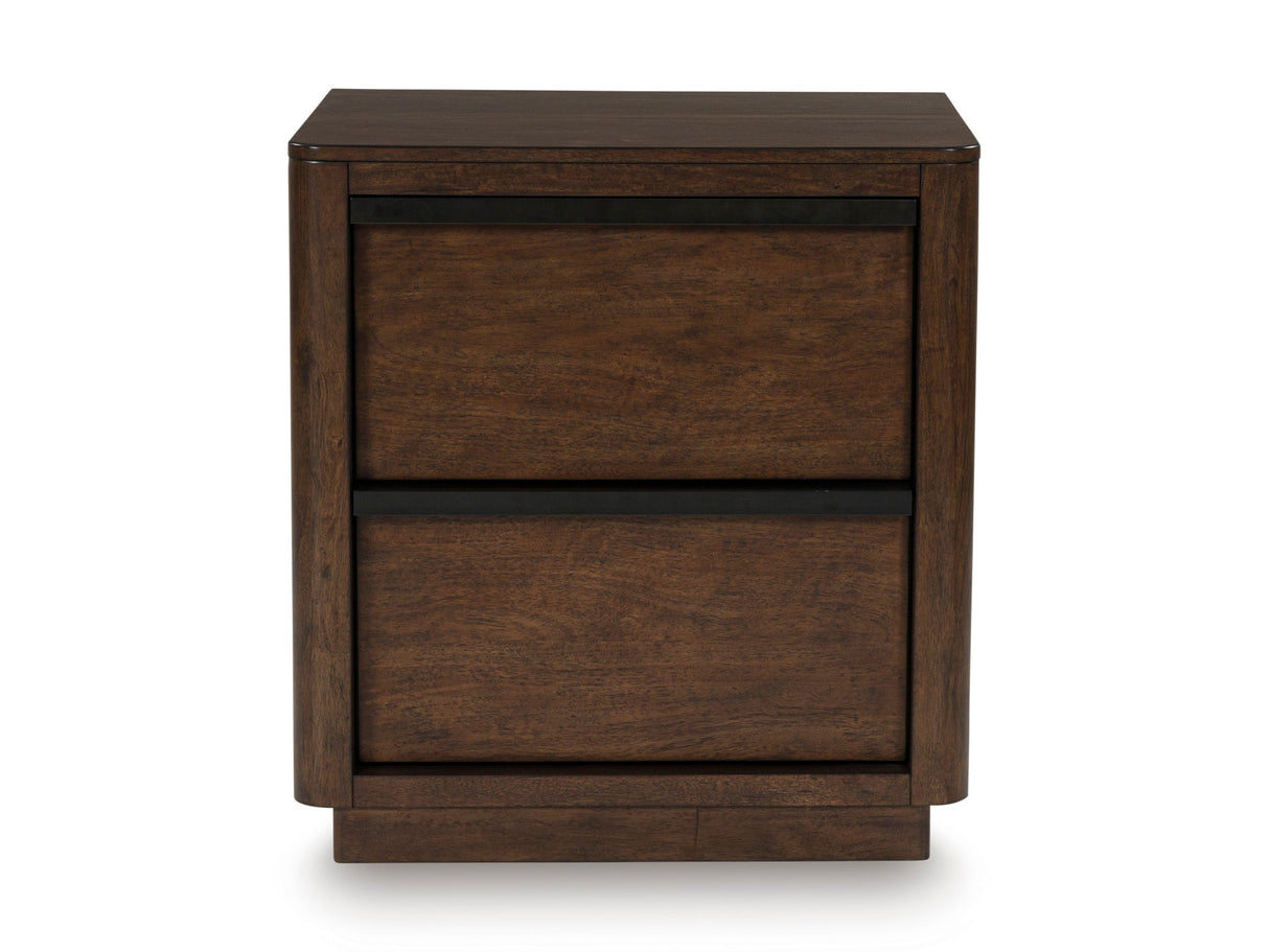 Dilenno Dark Brown Upholstered Panel Bedroom Set by Ashley at Eve Furniture