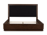 Dilenno Dark Brown Upholstered Panel Bedroom Set by Ashley at Eve Furniture