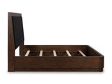 Dilenno Dark Brown Upholstered Panel Bedroom Set by Ashley at Eve Furniture