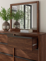 Dilenno Dark Brown Upholstered Panel Bedroom Set by Ashley at Eve Furniture