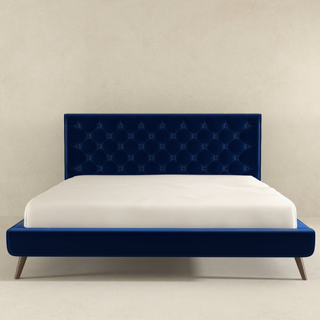 Dillon Blue Velvet Platform Bed (King Size) by Ashcroft Furniture at Eve Furniture