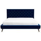 Dillon Blue Velvet Platform Bed (King Size) by Ashcroft Furniture at Eve Furniture