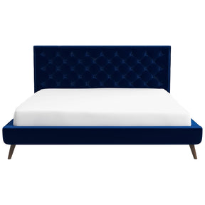 Dillon Blue Velvet Platform Bed (King Size) by Ashcroft Furniture at Eve Furniture
