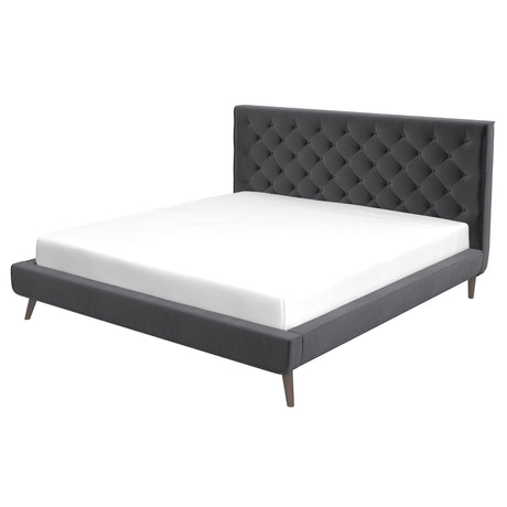 Dillon Grey Velvet Platform Bed (King Size) by Ashcroft Furniture at Eve Furniture