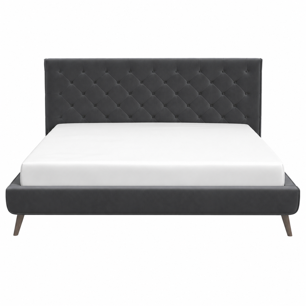Dillon Grey Velvet Platform Bed (King Size) by Ashcroft Furniture at Eve Furniture