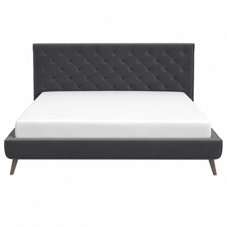 Dillon Grey Velvet Platform Bed (King Size) by Ashcroft Furniture at Eve Furniture