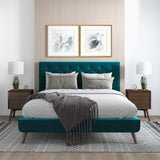 Dillon Teal Velvet Platform Bed(Queen Size) by Ashcroft Furniture at Eve Furniture