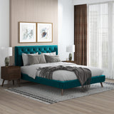 Dillon Teal Velvet Platform Bed(Queen Size) by Ashcroft Furniture at Eve Furniture