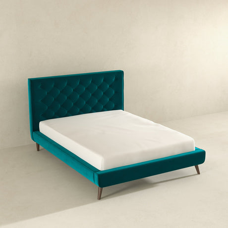 Dillon Teal Velvet Platform Bed(Queen Size) by Ashcroft Imports at Eve Furniture
