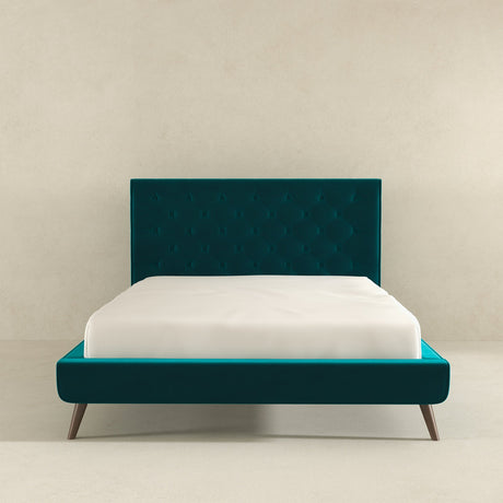 Dillon Teal Velvet Platform Bed(Queen Size) by Ashcroft Imports at Eve Furniture