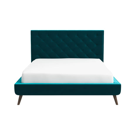 Dillon Teal Velvet Platform Bed(Queen Size) by Ashcroft Imports at Eve Furniture
