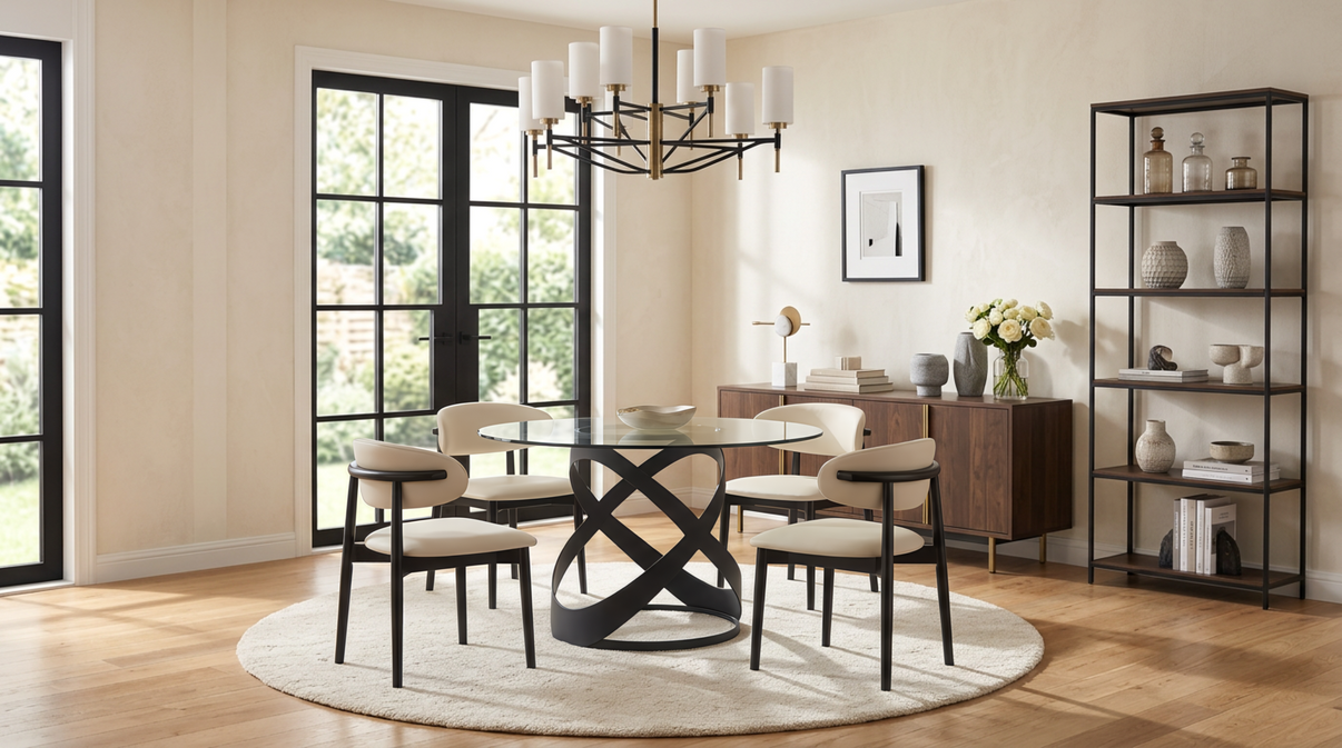 Dimi (Clear Glass/Black) Dining Room Set by New Era Innovations at Eve Furniture