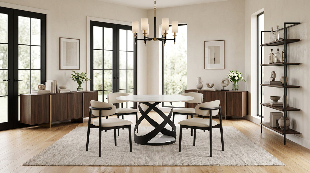 Dimi (WH/BK) 5-Piece Dining Room Set by New Era Innovations at Eve Furniture