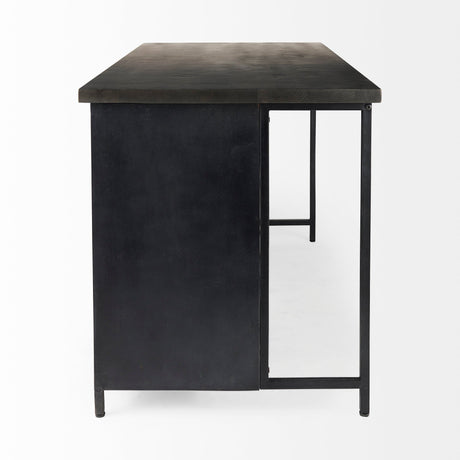 Dimitra Dark Iron W/Glass Doors Kitchen Island by Mercana at Eve Furniture