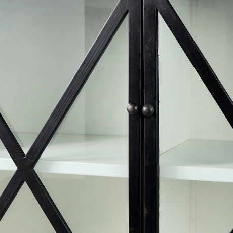Dimitra Dark Iron W/Glass Doors Kitchen Island by Mercana at Eve Furniture