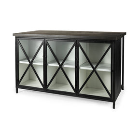 Dimitra Dark Iron W/Glass Doors Kitchen Island by Mercana at Eve Furniture