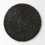 Dina Black Cornhusk and Water Hyacinth Round Coffee Table Pouf by Mercana at Eve Furniture