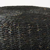 Dina Black Cornhusk and Water Hyacinth Round Coffee Table Pouf by Mercana at Eve Furniture