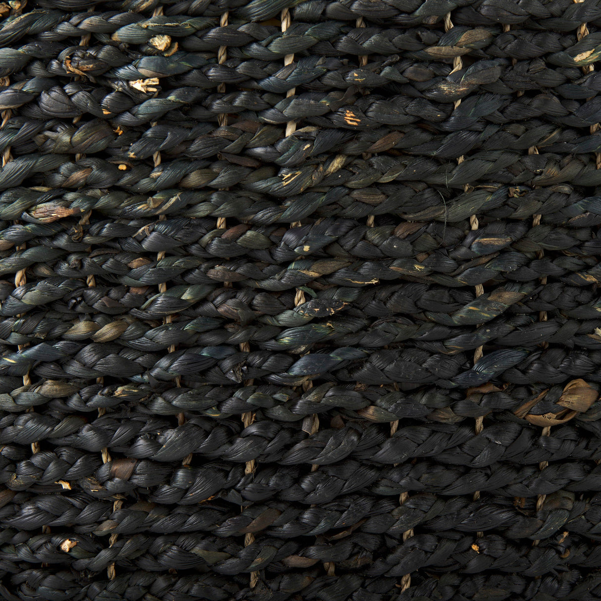 Dina Black Cornhusk and Water Hyacinth Round Coffee Table Pouf by Mercana at Eve Furniture